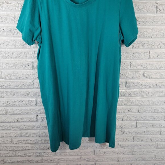 Woman Within Womens Dress 2X 26 28 Plus Short Sleeve Green Blue Pockets GRE3E - Picture 5 of 10